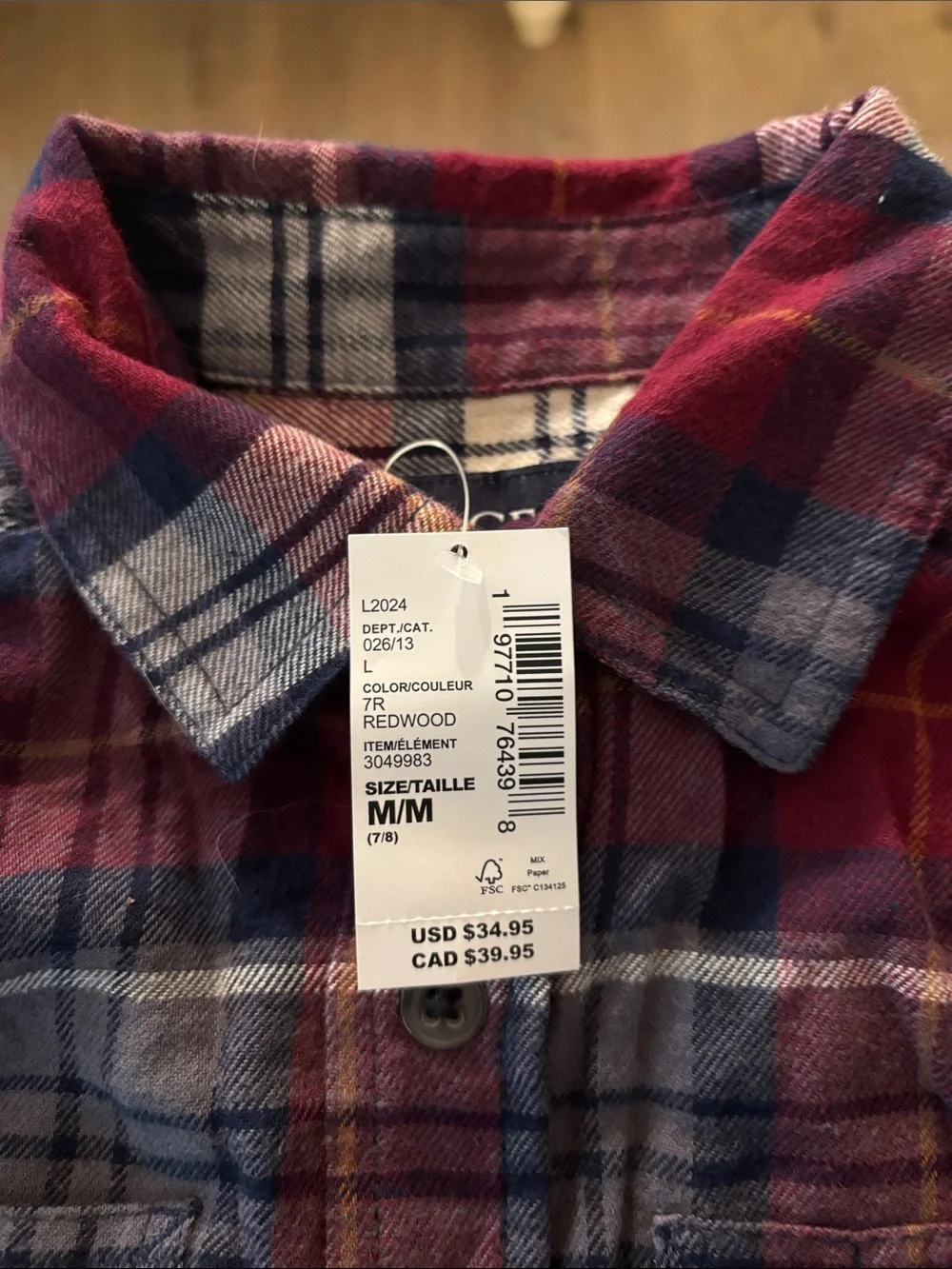 NWT boys Plaid Button-Up Shirt - Red & Navy